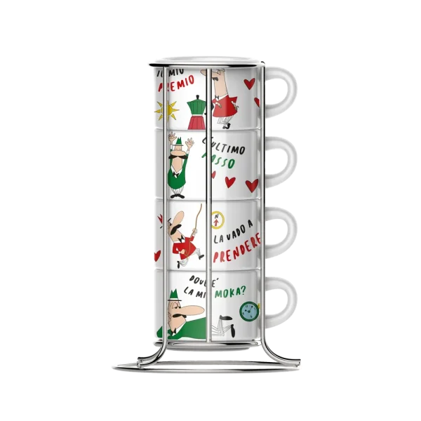 Juego de 4 tazas apilables para capuccino linea Italia