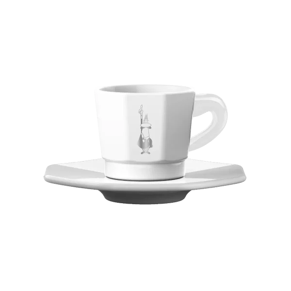 Juego de 4 tazas con ocho caras l blancas