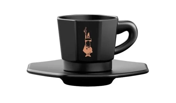 Juego de 4 tazas con ocho caras l negro