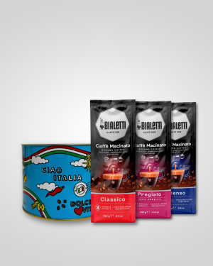 Pack Cafe Degustacion Molienda Universal l Intenso, Clasico y Pregiato y Contenedor