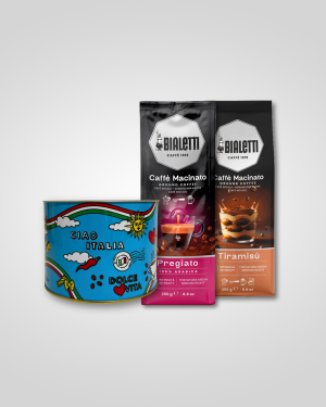 Pack Cafe Degustacion l Pregiato, tiramisú y Contenedor